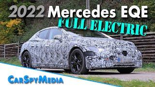 2022 Mercedes EQE full electric prototype spied testing on the road in germany