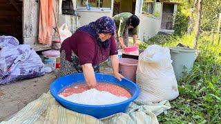 Hamur Tarhana nasıl yapılır bahçede etli ekmek