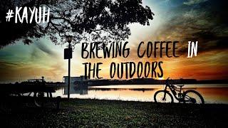 Brewing coffee in the outdoors