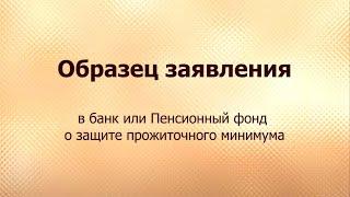 Образец заявления о защите прожиточного минимума в банк или Пенсионный фонд