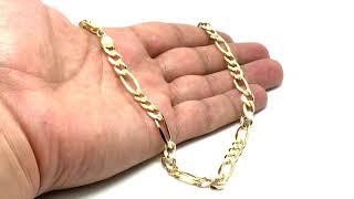 14k Yellow Solid Gold Figaro Chain Necklace, 7.0mm