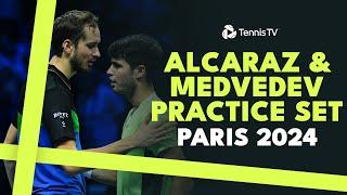 Carlos Alcaraz & Daniil Medvedev Practice Sets | Paris 2024 Court-Level