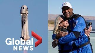 Blue Origin launch: Michael Strahan and the daughter of astronaut Alan Shepard soar into space