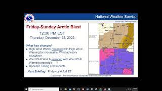 This is a recording of our updated winter weather briefing valid Dec 22, 2022 at 1PM ET.