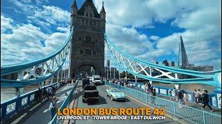 Iconic London Tower Bridge Crossing: London Bus Ride aboard Route 42 to East Dulwich 