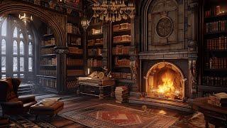 Medieval Reading Room Space - Medieval Music Relaxing by the Fireplace