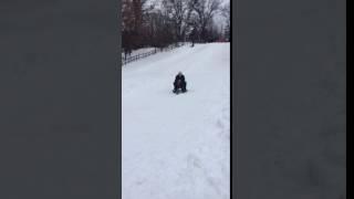 Mom and Garrett sledding 12-24-16