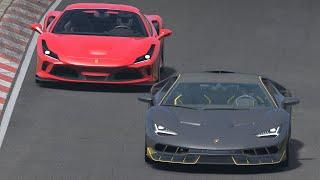 Ferrari F8 Tributo vs Lamborghini Centenario at Nurburgring Nordschleife Supercar Track Day