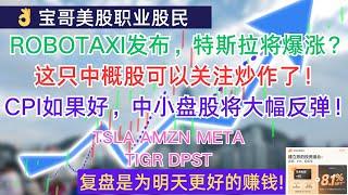 ROBOTAXI发布，特斯拉将爆涨？这只中概股可以关注炒作了！CPI如果好，美股盘股将大幅反弹！10092024