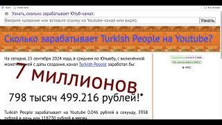 Канал Turkish People доход с монетизации с Ютуба