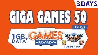 TNT GIGA GAMES 50 - 3 Days ML, AoV, COC and Clash Royale 1GB/day + 1GB Data