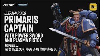 JOYTOY 1/18 Warhammer 40K Ultramarines Primaris Captain With Power Sword and Plasma Pistol