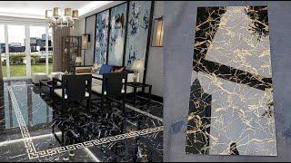 Springletile black and gold marble effect floor tile