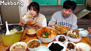 Mukbang | Radish bean sprout rice and Braised lotus root. Korean folk dishes of in laws