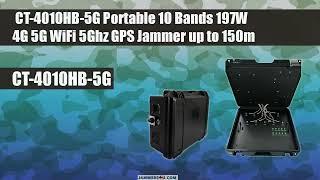 New powerful 10 Bands 197W 5G WiFi 5Ghz GPS Portable Jammer up to 150m