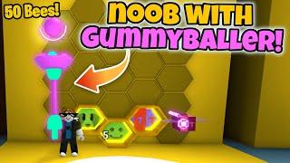 Noob With Gummyballer! Gets 50 Bees in 2 Hours! (Bee Swarm Simulator)