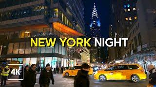 New York Beautiful Night Walk   Midtown Manhattan - Walking Tour 4K