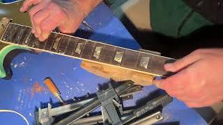 Index Pins and Gluing on a Fretboard during a repair - 53 Les Paul Re-Repair