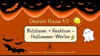 Deutsch Klasse 1/2: Blitzlesen - Halloween Wörter, Lesevideo, MItmach-Video, Das "Booh-Ruf-Video"