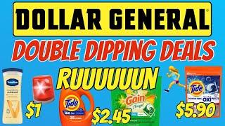 DOLLAR GENERAL DOUBLE DIP DEALSSTACKING COUPONS$1 LOTION, $2.45 TIDE & GAIN, $1.50 U BY KOTEXRUN