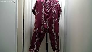 TEMU FIND - BEAUTIFUL PURPLE CHERRY BLOSSOM PRINT SATIN PAJAMA SET