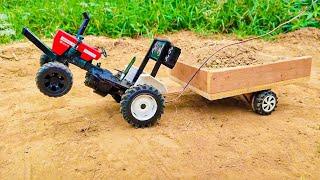 homemade model tractor swaraj 855 with full loaded sand trolley 