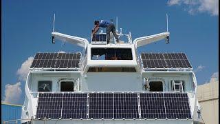 Catamaran with solar power station on board