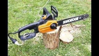 WORX 14" WG305 Electric Chain Saw Unboxing and Cutting Review