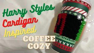 harry styles jw anderson cardigan inspired crochet coffee cozy ️