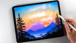 Colorful Sunset on iPad Pro | Procreate Drawing 