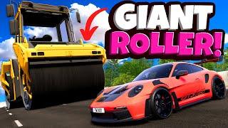 Giant Road Roller CRUSHES Expensive Cars in BeamNG Drive Mods!