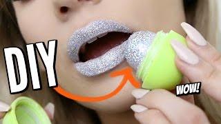 DIY EOS GLITTER LIPSTICK! Viral Beauty Hack TESTED! | Does it WORK?!