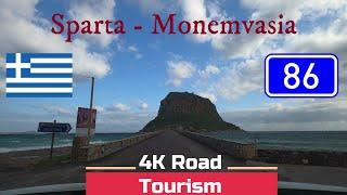 Driving Greece: EO86 Sparta - Monemvasia - 4k scenic drive through The Peloponnese