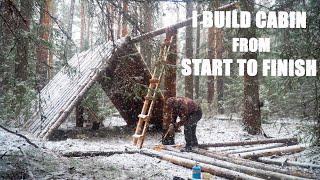 How to build big log HOUSE  from START to FINISH 40 days in the forest. WOODWORKING