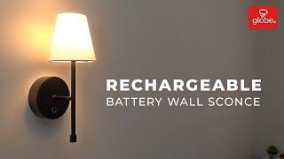 2-pack Rechargeable Battery Wall Sconce - No Wiring Required | Globe Electric