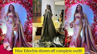 May Edochie shows off her Complete stunning outfit in her five star Hotel fir the amovie premiere..