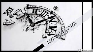 Half Portrait of Clock broken Amezing Sketch art by Miss Rashid