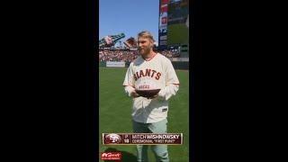 Mitch Wishnowsky boots the ceremonial first punt into McCovey Cove  | NBC Sports Bay Area