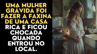 Uma mulher grávida foi fazer a faxina de uma casa rica e ficou chocada quando entrou no local.