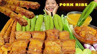 Pork Ribs Curry With Bamboo Shoot | Eating Pork Curry Nepali Style | Nepali Mukbang | Eating Show