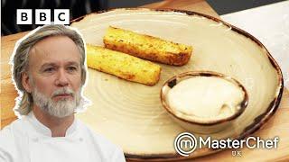 Skills test: Chickpea Panisses With An Aubergine Dip | MasterChef UK