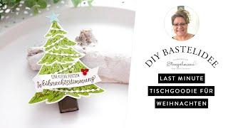 Last Minute Tischgodie für Weihnachten mit versteckter Schokoriegel Verpackung | Gastgeschenk