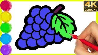 How to draw grapes drawing easy step by step drawing for beginners || Grapes drawing by Arya Drawing