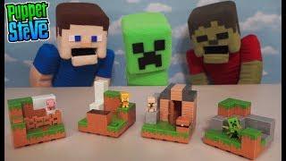 MInecraft Mini Figures Playsets Series 2 Plains Biome Collection Playsets Unboxing Puppet Steve