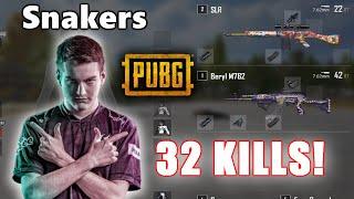 SNAKERS - 32 SOLO KILLS! - Beryl M762 + SLR - DUO - PUBG