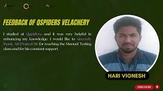 Congratulations Hari Vignesh for getting placed as a Test Engineer.
