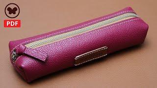 Make a leather pencil case V2 (Free PDF Pattern) /가죽 필통 만들기 (DIY / 가죽공예)