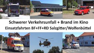 [OrgL, RTH + Alarmierung] Schwerer Verkehrsunfall+Brand 2 im Kino in Salzgitter Lebenstedt