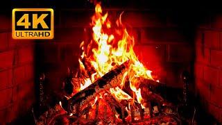 Cozy Fireplace 4K (12 HOURS). Fireplace with Crackling Fire Sounds. Fireplace Ambience