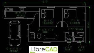 How to Draw a 45' x 20' Floor Plan in LibreCAD with Exact Measurements